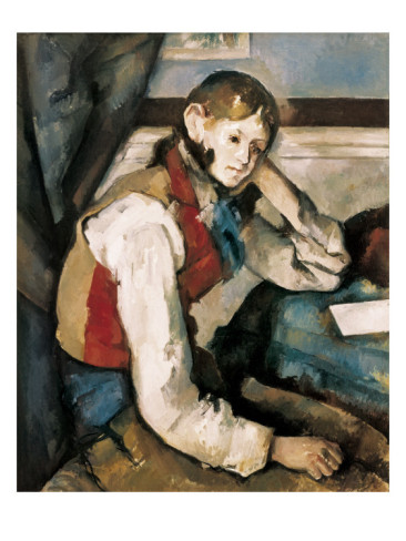 The Boy in the Red Waistcoat - Paul Cezanne Painting